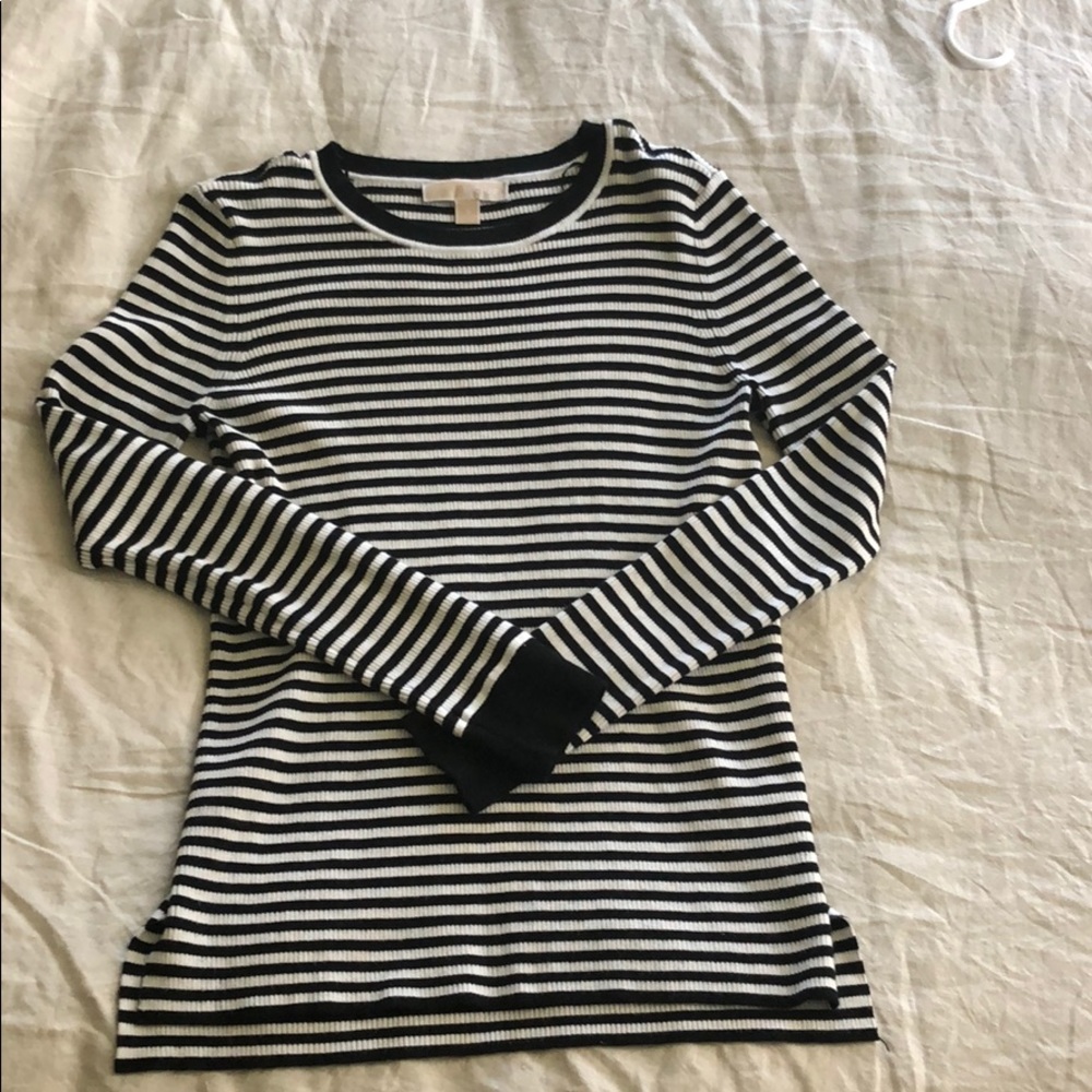 Michael Kors black & white striped sweater. Size S